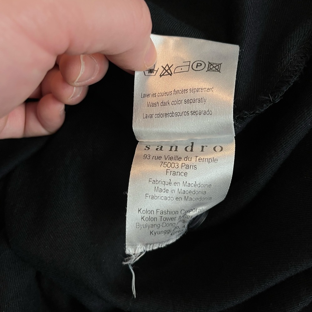 SANDRO black vintage button front cotton blend shift dress size 2 - Picture 6 of 9
